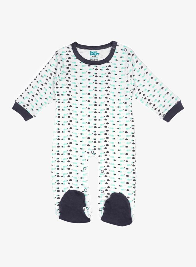 Babies Basic 5-Piece 100% Cotton Bib, Romper, Mittens, Cap and Sleepsuit Set - Image 2